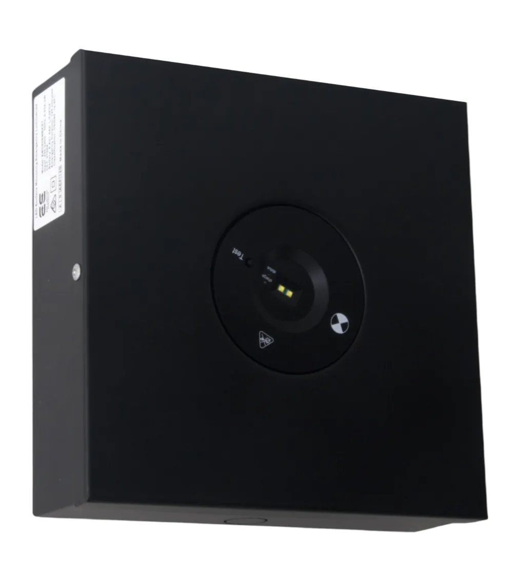 LED Surface Mounted Emergency Self Test Luminaire Black - D80 Classification