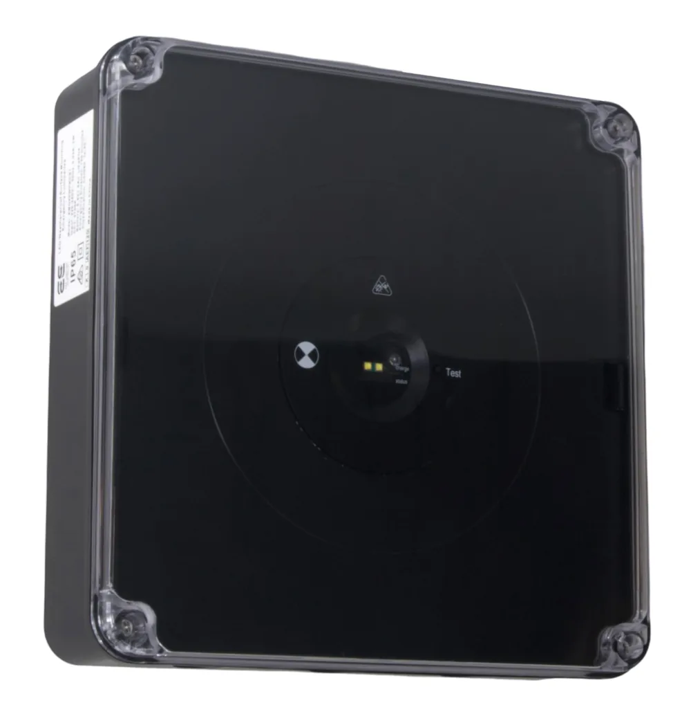 LED Surface Mounted Weatherproof Emergency Luminaire Black D80 Classification