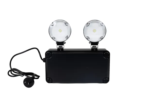 2 x 3W LED Emergency Weatherproof Black Floodlight