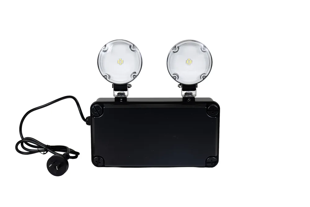 2 x 3W LED Emergency Weatherproof Black Floodlight