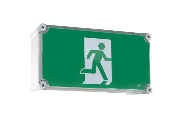 LED Wall Mount Weatherproof Freezer Exit With Running Man Decal and Remote Box