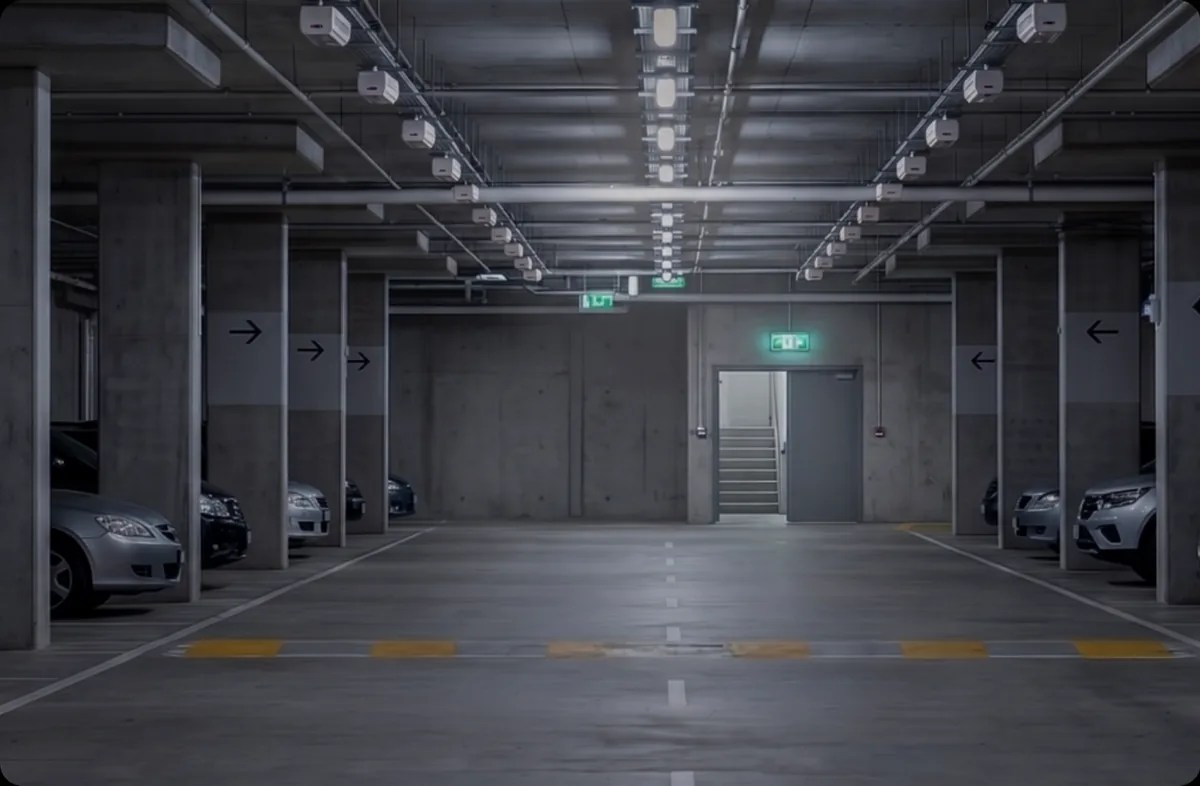 Car park lit at standby output